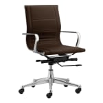 Chaise de travail à dossier mi-dos Florence, brune avec bras en métal (par boîte : 4)